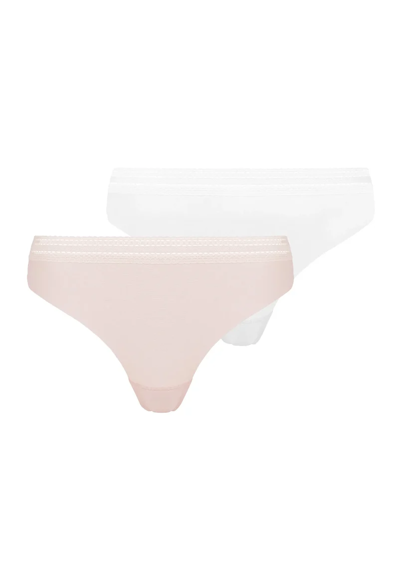 Lot de 2 slips midi Invisible Coton Rose Pivoine d'Argent & Blanc