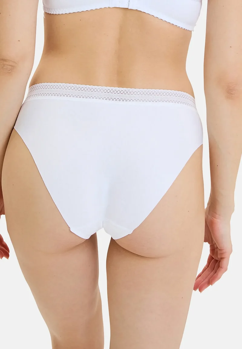 Lot de 2 slips midi Invisible Coton Rose Pivoine d'Argent & Blanc