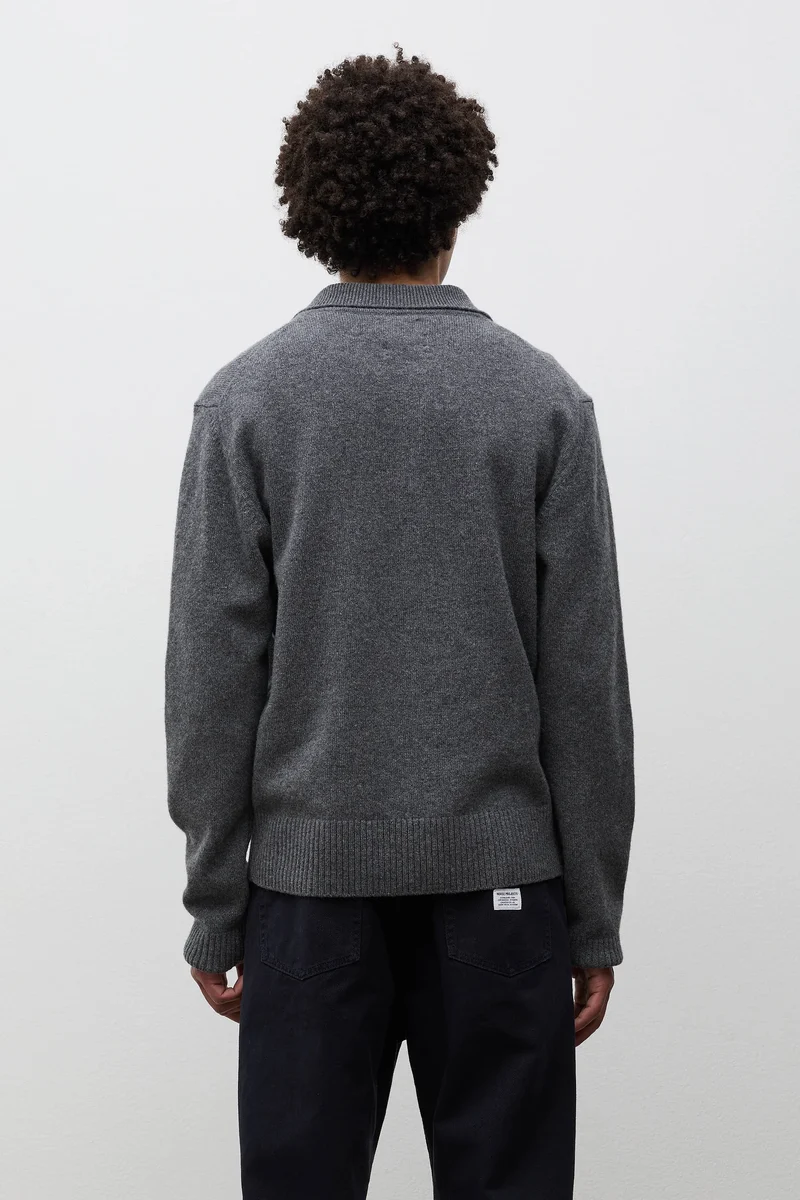 Ristinge Merino Lambswool Polo - Grey Melange