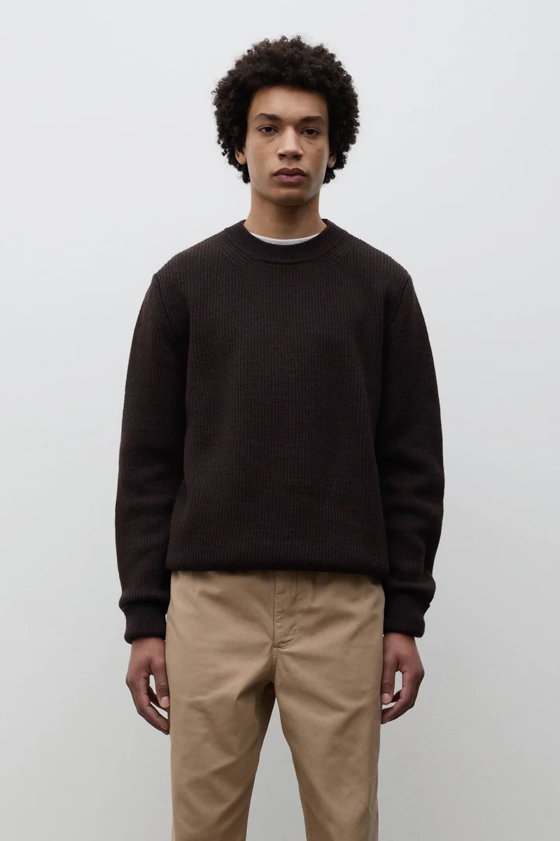Henning Cotton Wool Rib Sweater - Darkest Purple