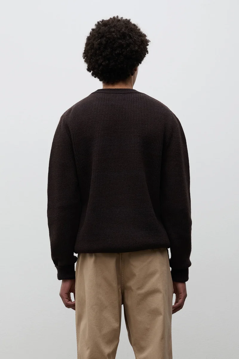 Henning Cotton Wool Rib Sweater - Darkest Purple