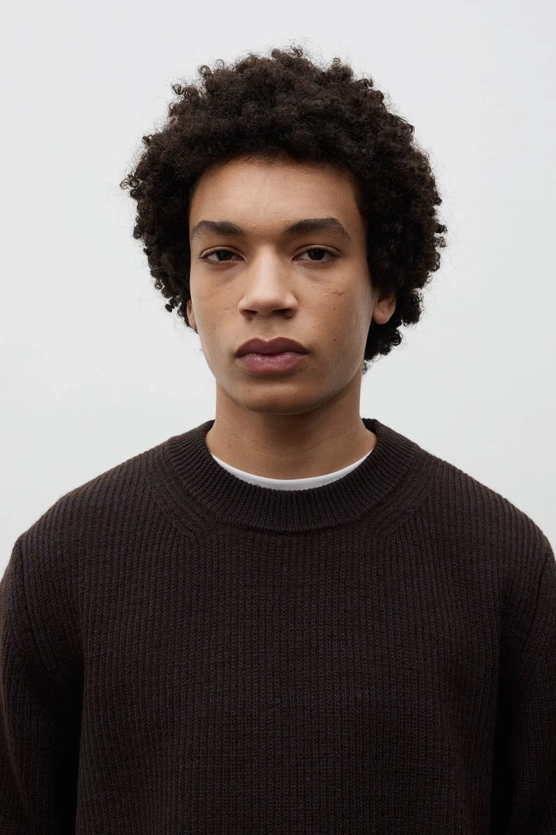 Henning Cotton Wool Rib Sweater - Darkest Purple