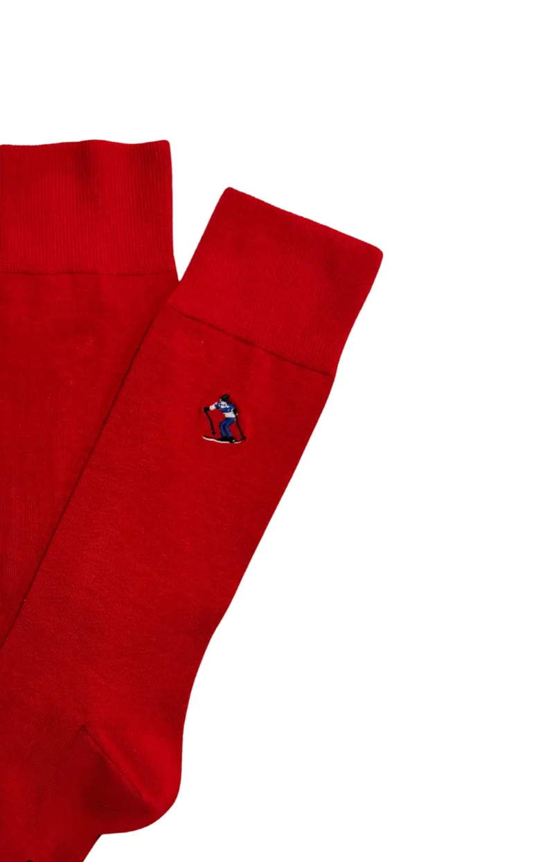 Chaussettes brodées en coton - Ski
