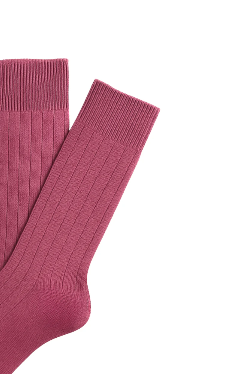 Chaussettes en laine et cachemire - Framboise
