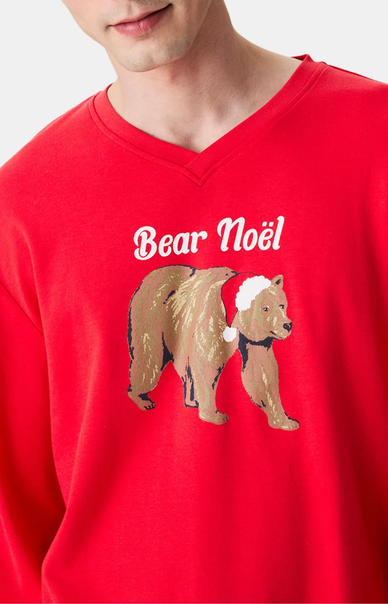 Pyjama en jersey de coton épais - Bear Noël