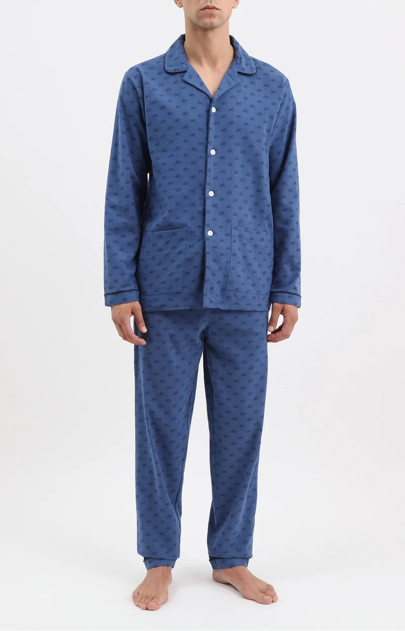 Pyjama boutonné en jersey de coton - Vélo