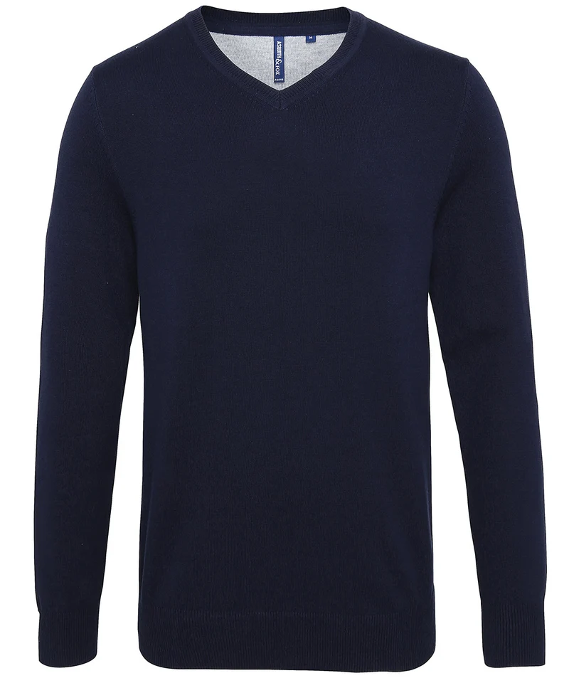 French Navy - Men's cotton blend v-neck sweater
