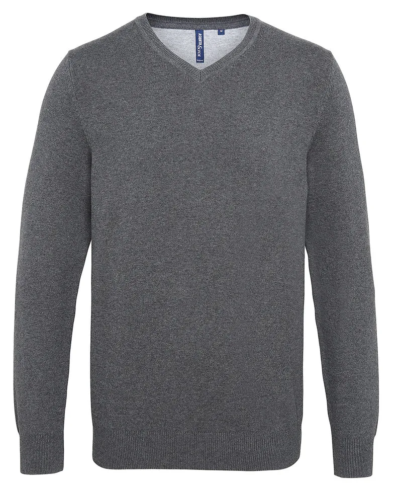 Charcoal - Men's cotton blend v-neck sweater