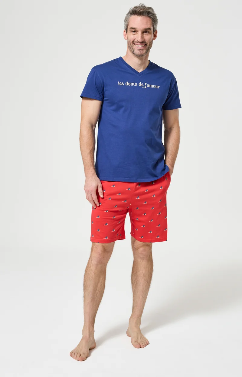 Pyjashort en jersey de coton léger - Les dents de l'amour