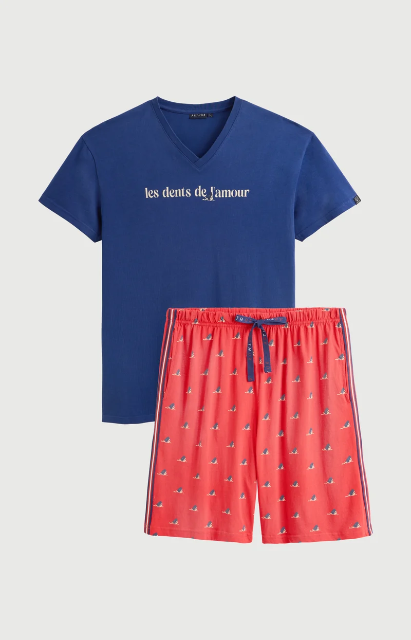 Pyjashort en jersey de coton léger - Les dents de l'amour