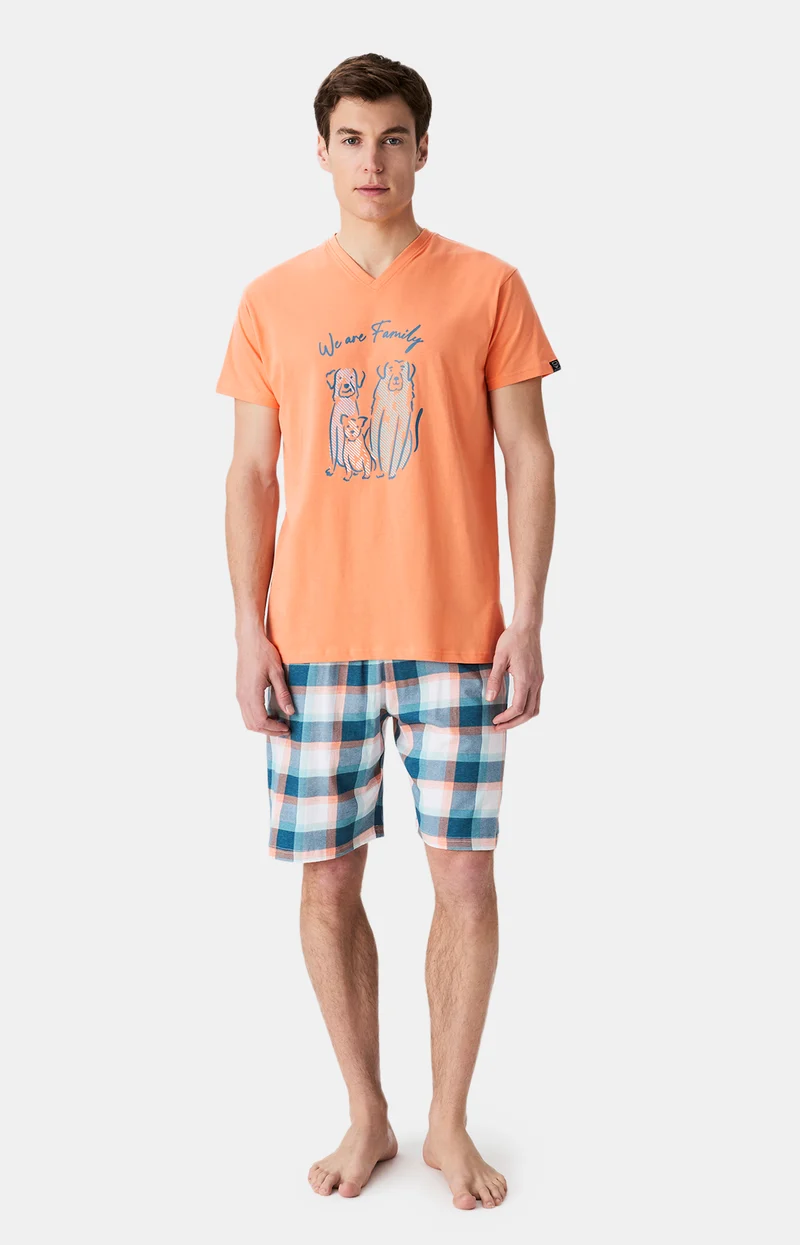 Pyjashort en jersey de coton léger - We are family