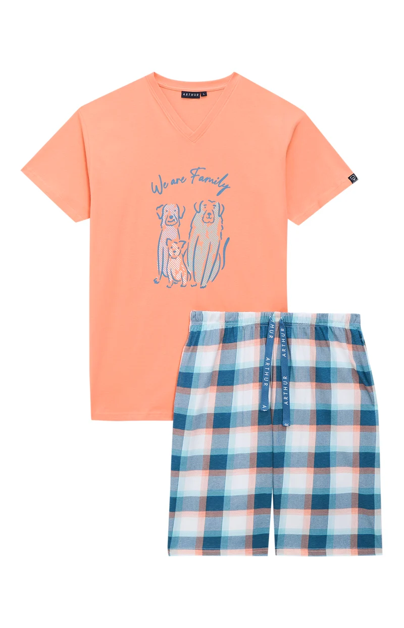 Pyjashort en jersey de coton léger - We are family