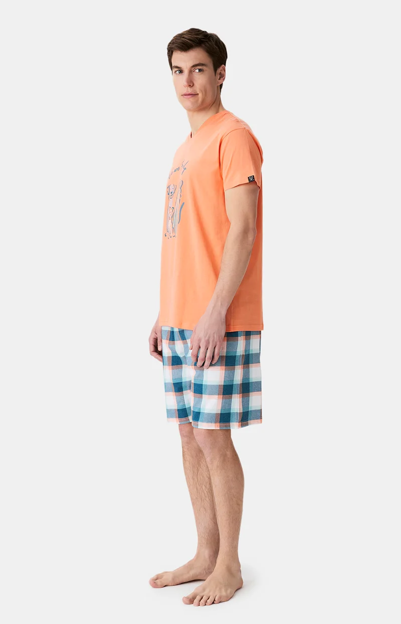 Pyjashort en jersey de coton léger - We are family