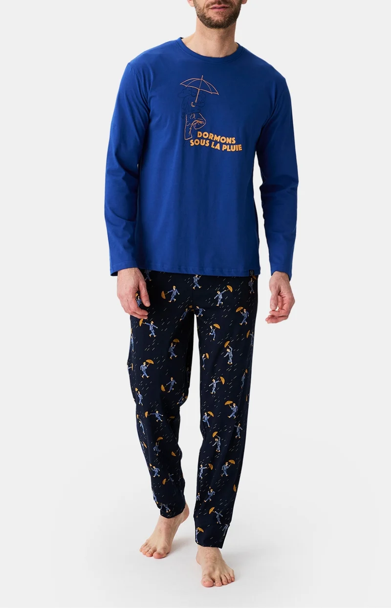 Pyjama en jersey de coton léger - Dormons sous la pluie