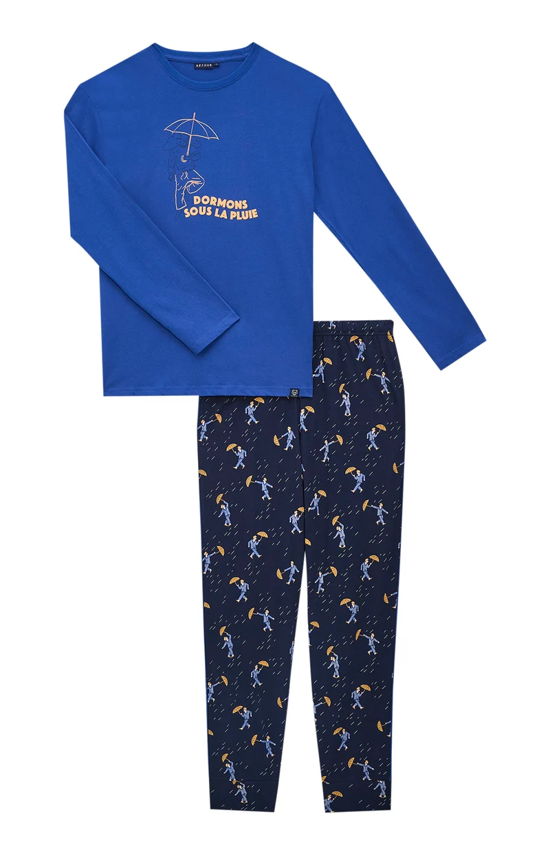Pyjama en jersey de coton léger - Dormons sous la pluie