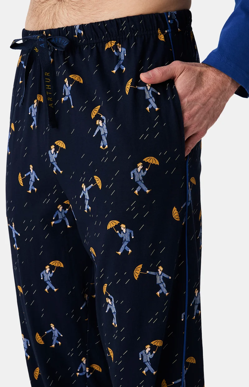 Pyjama en jersey de coton léger - Dormons sous la pluie