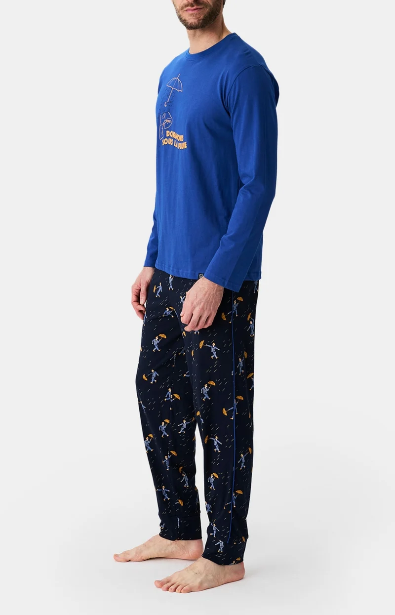 Pyjama en jersey de coton léger - Dormons sous la pluie