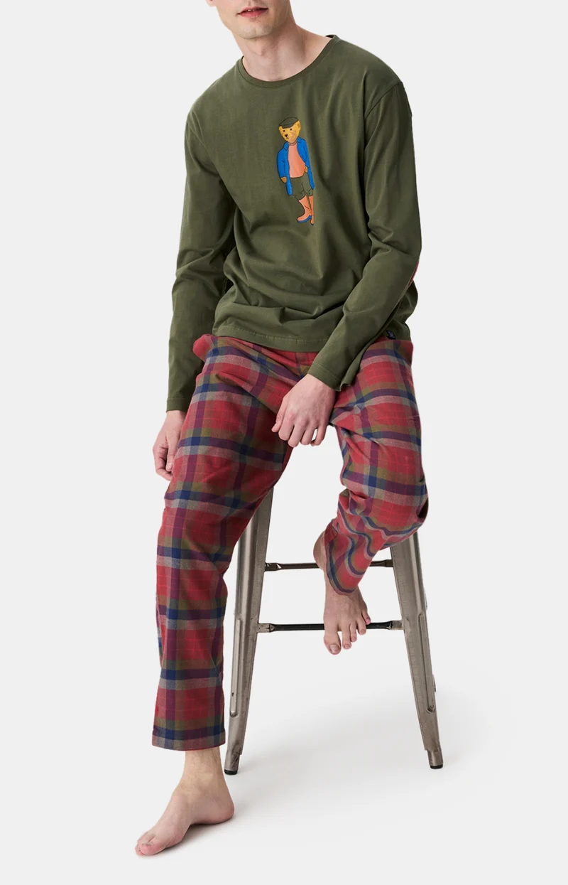 Pyjama en jersey épais et flanelle de coton - Teddy Jack