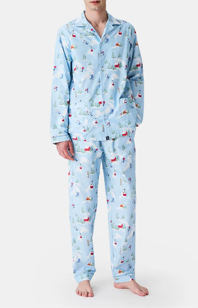 Pyjama boutonné en Pilou des Vosges - Noël en altitude