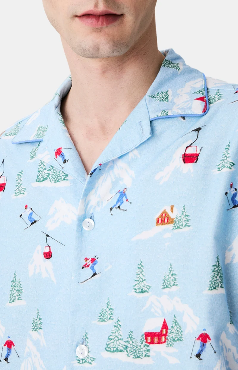 Pyjama boutonné en Pilou des Vosges - Noël en altitude