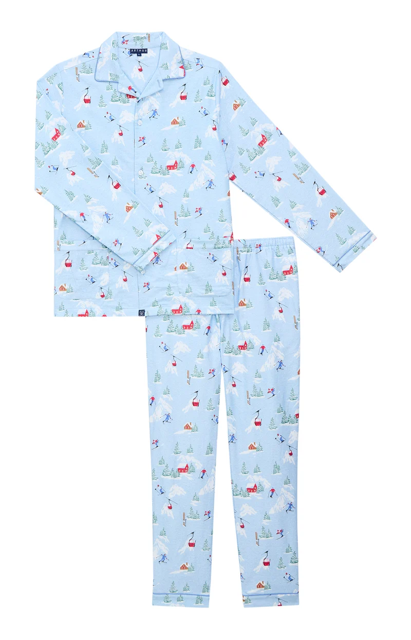 Pyjama boutonné en Pilou des Vosges - Noël en altitude