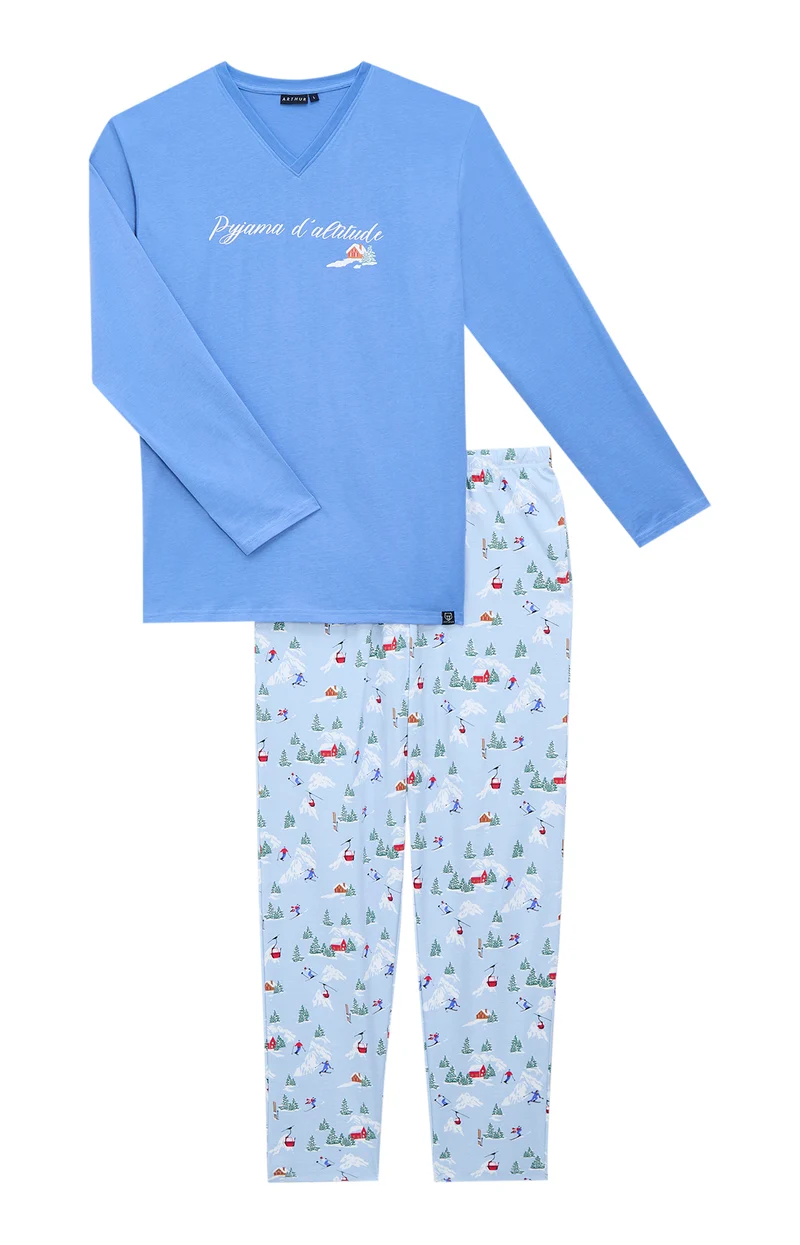 Pyjama en jersey de coton épais - Noël en altitude