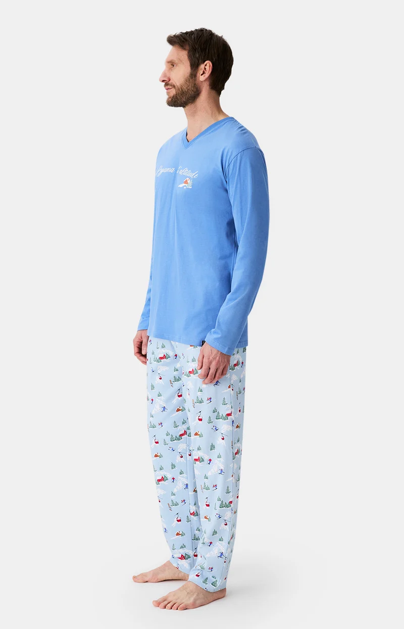 Pyjama en jersey de coton épais - Noël en altitude