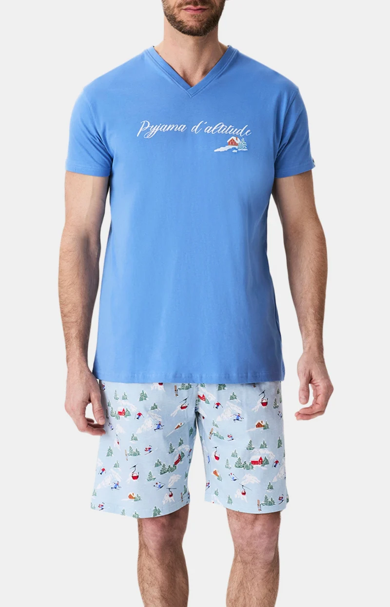 Pyjashort en jersey de coton léger - Noël en altitude