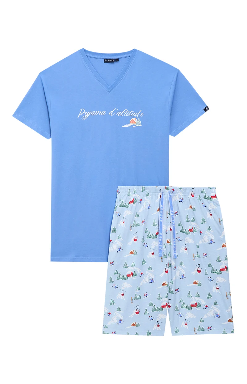 Pyjashort en jersey de coton léger - Noël en altitude