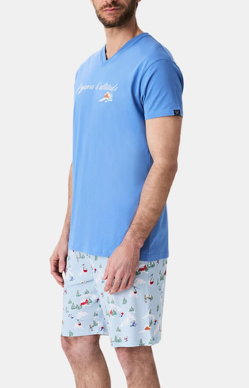 Pyjashort en jersey de coton léger - Noël en altitude
