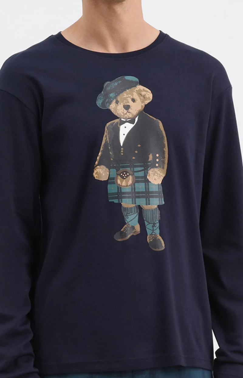 Pyjama en jersey épais et flanelle de coton - Ecossais