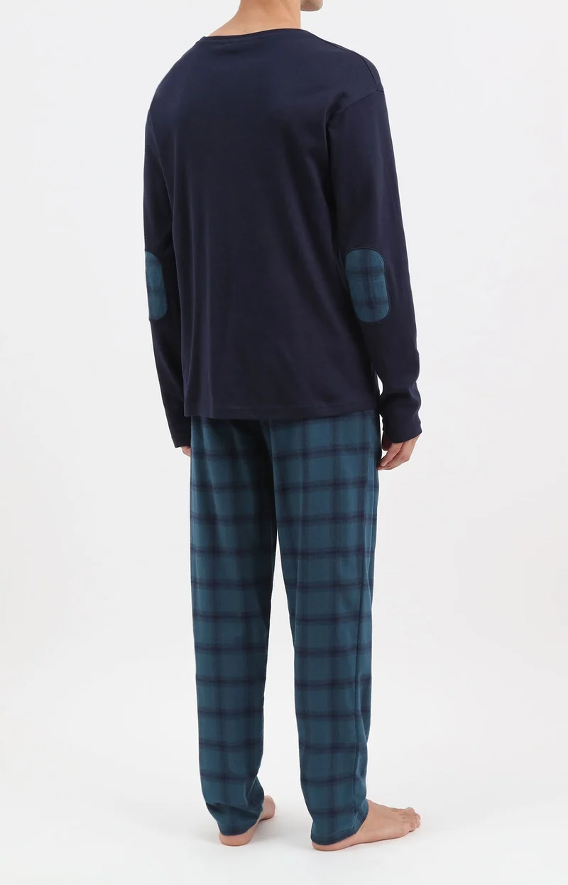 Pyjama en jersey épais et flanelle de coton - Ecossais