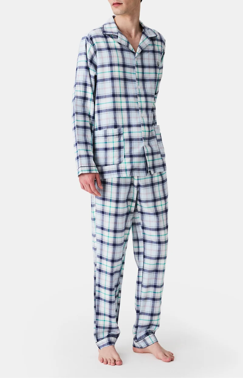 Pyjama boutonné en flanelle de coton - Enzo