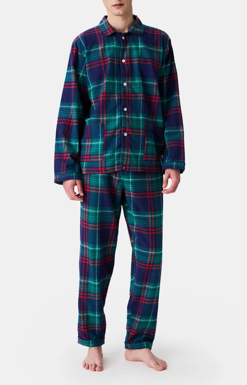 Pyjama boutonné en flanelle de coton - Thomas