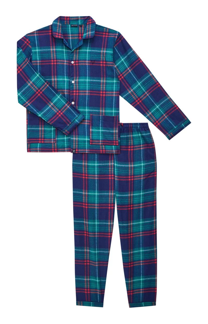 Pyjama boutonné en flanelle de coton - Thomas