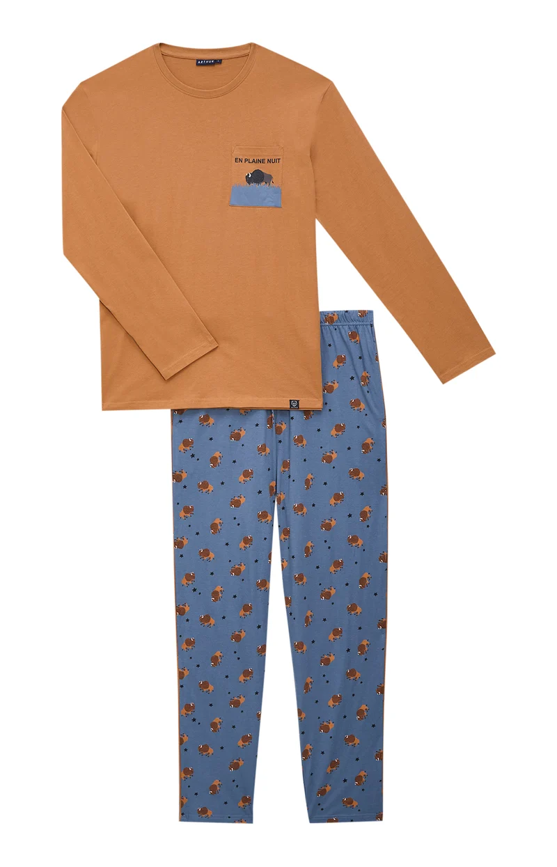 Pyjama en jersey de coton léger - En Plaine Nuit