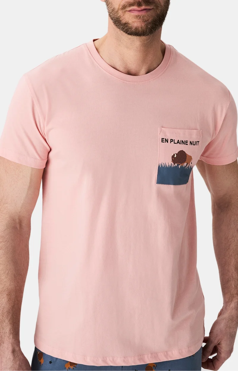 Pyjashort en jersey de coton léger - En Plaine nuit