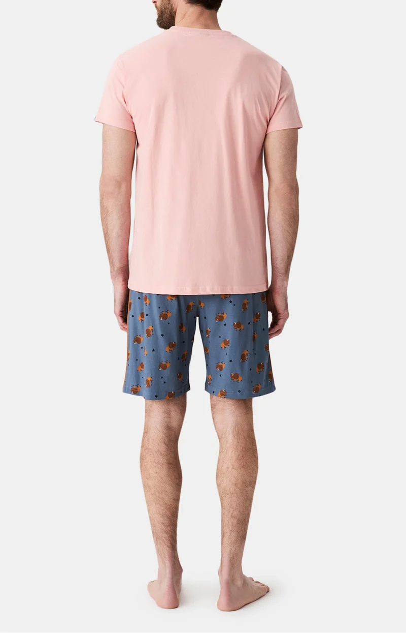 Pyjashort en jersey de coton léger - En Plaine nuit