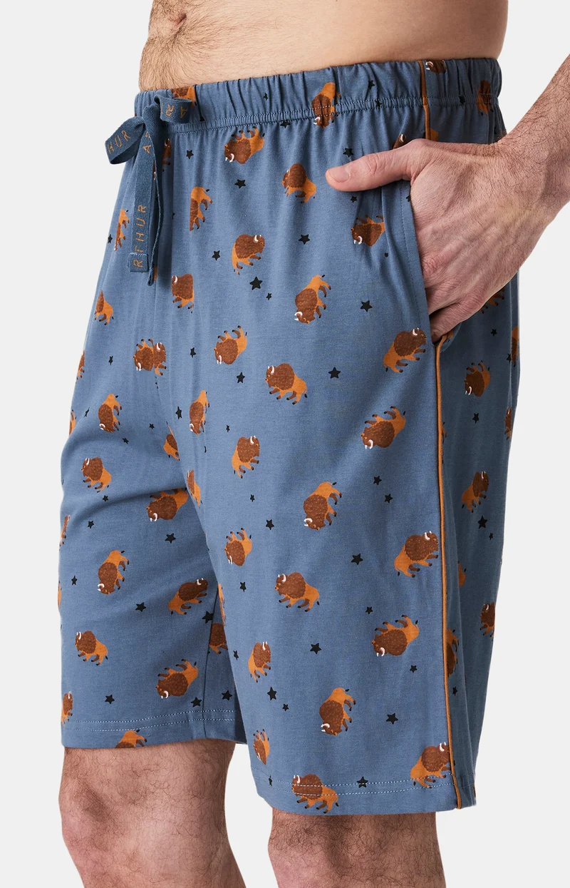 Pyjashort en jersey de coton léger - En Plaine nuit
