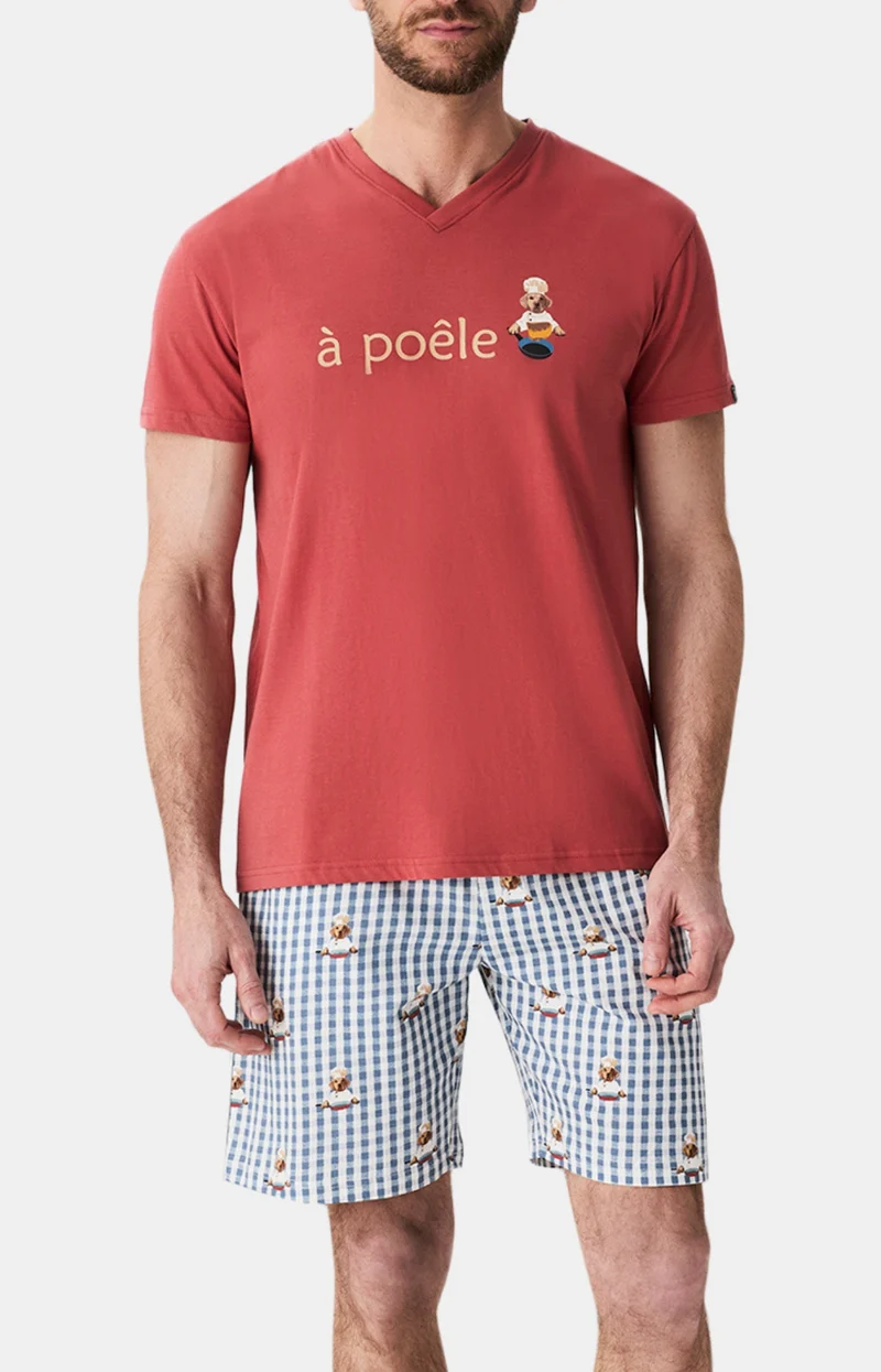 Pyjashort en jersey de coton léger - A poêle
