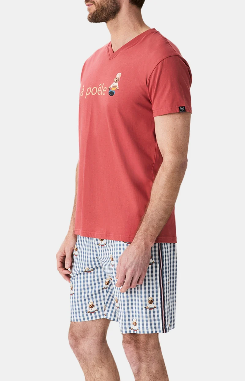 Pyjashort en jersey de coton léger - A poêle