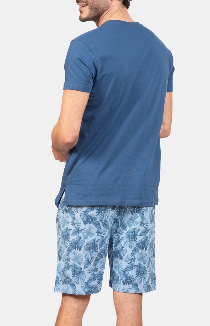 Pyjashort en jersey de coton léger - Palmier