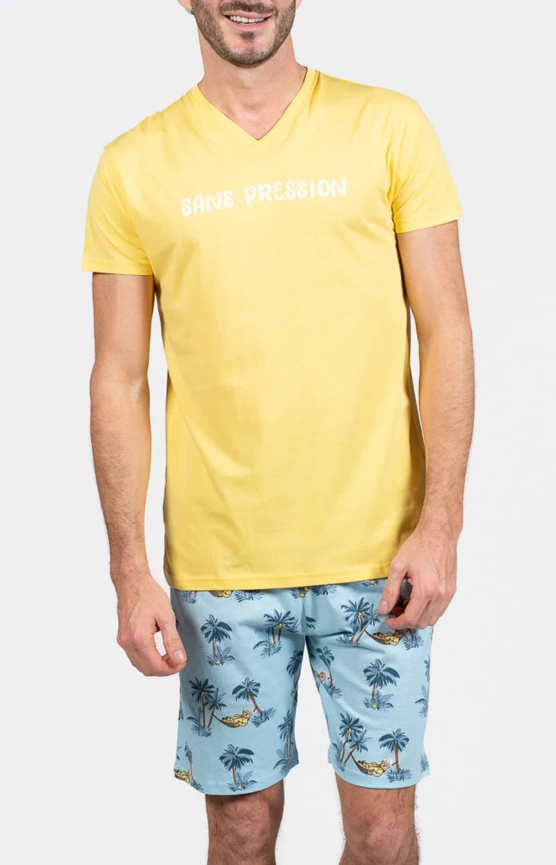 Pyjashort en jersey de coton léger - Pas de pression