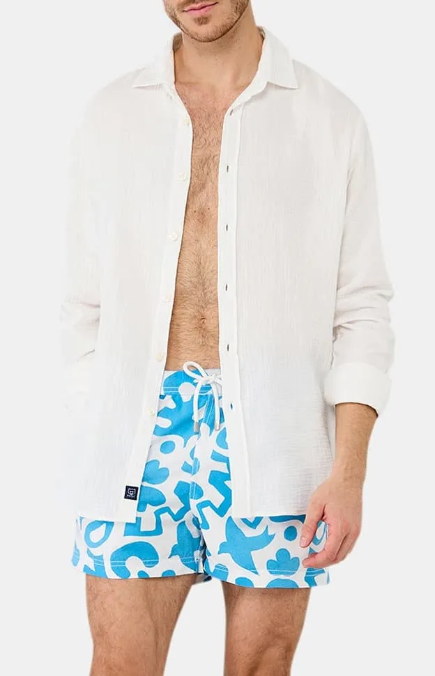 Chemise manches longues en gaze de coton - Blanc