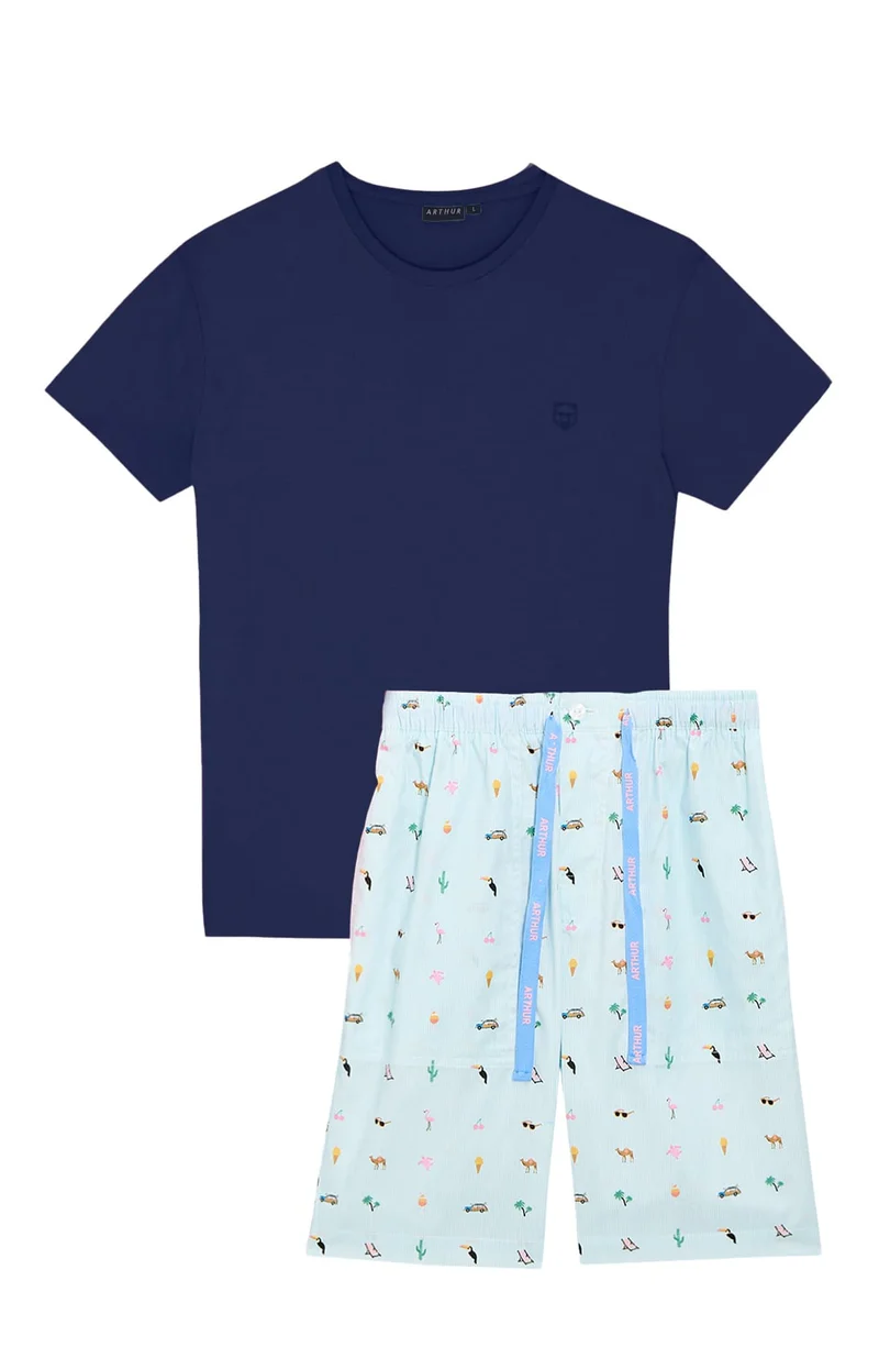 Pyjashort en jersey et popeline de coton - Summer