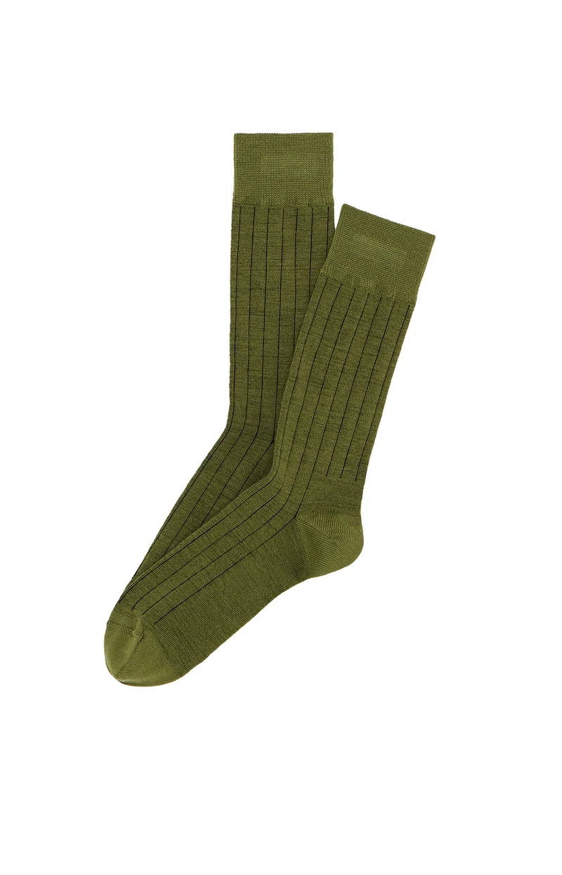Chaussettes Laine/Coton Olive