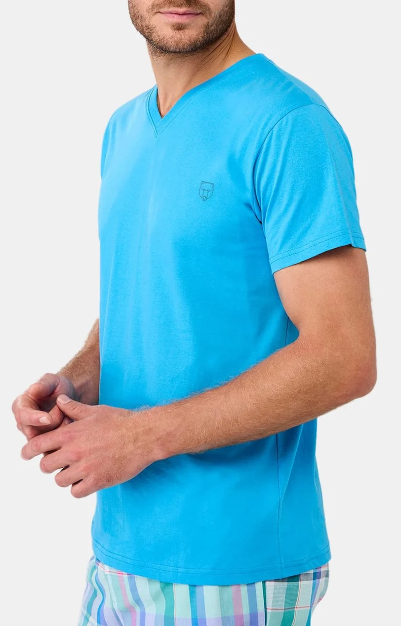 Tee-shirt en jersey de coton léger - Bleu