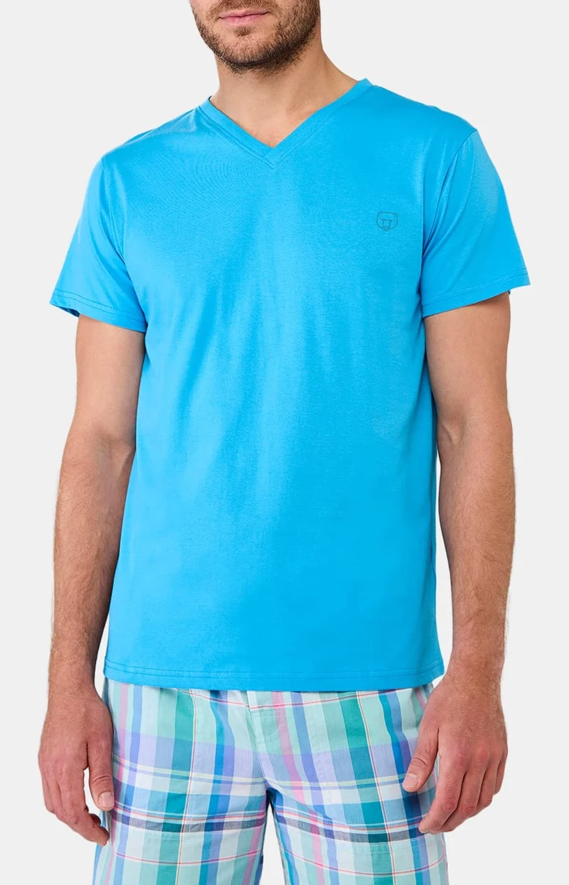 Tee-shirt en jersey de coton léger - Bleu
