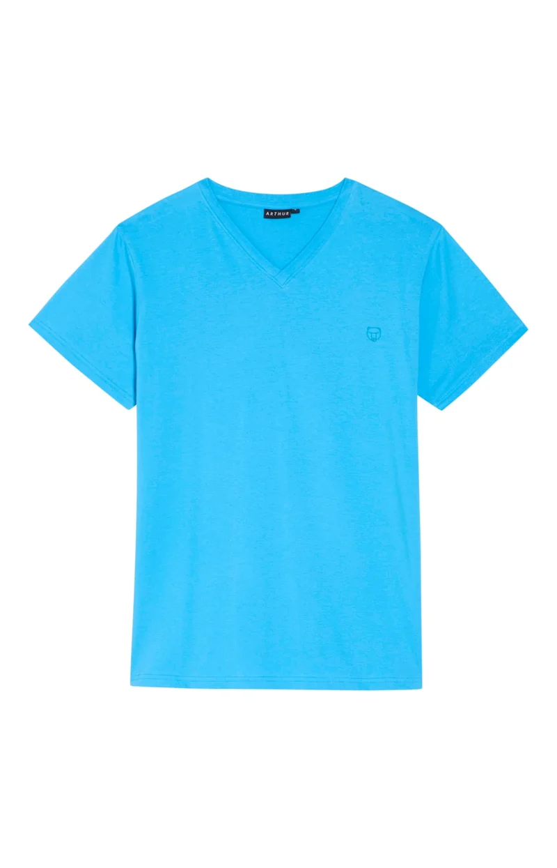 Tee-shirt en jersey de coton léger - Bleu