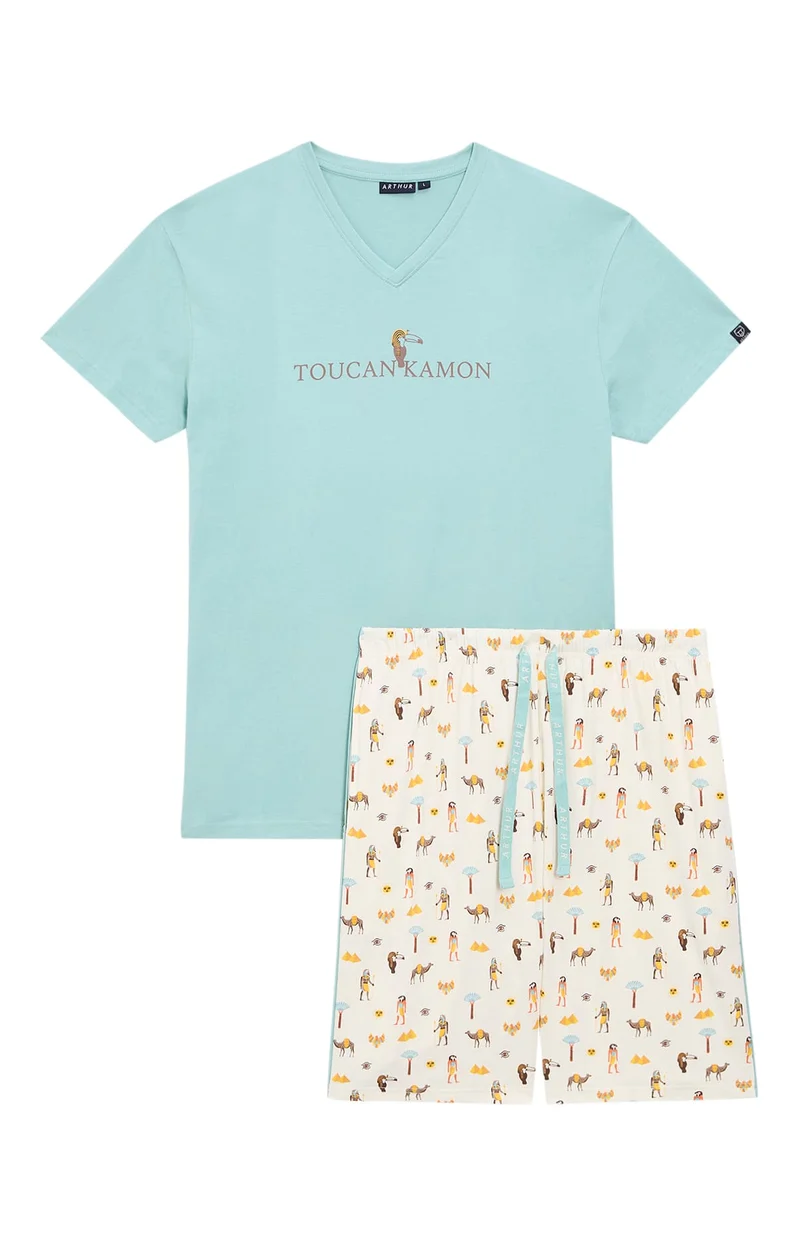 Pyjashort en jersey de coton léger - Toucankamon
